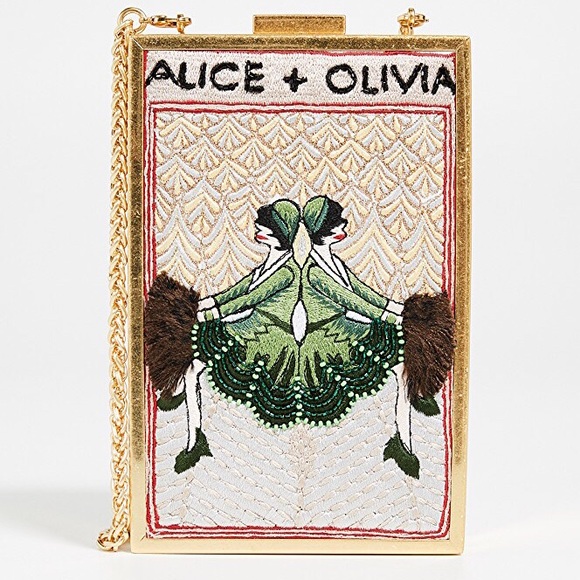 NWT SOLDOUT Alice+Olivia Sophia Twins Box Clutch - Picture 1 of 8